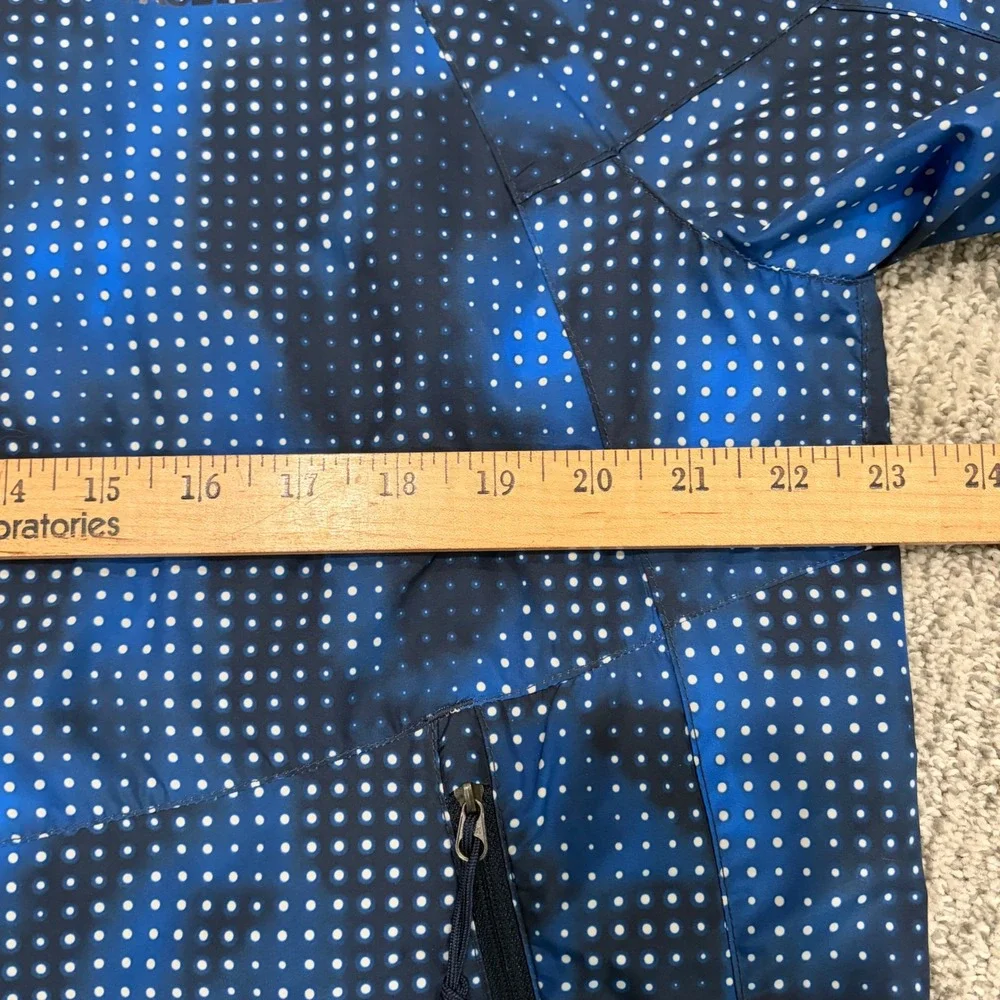The North Face Windbreaker Mens Large Blue Black Dot Print Hooded Jacket